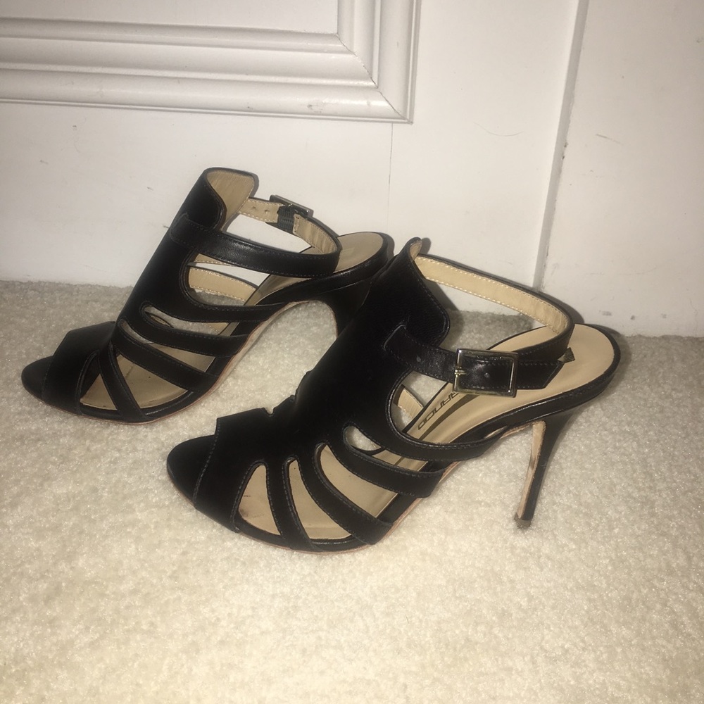Vero Cuoio Black Leather strappy Heels, size 35 (5)